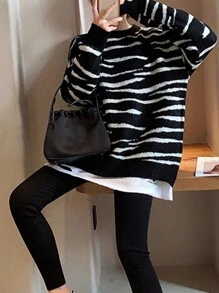 Women's Casual Simple Sweater Pullover - Black - View 4