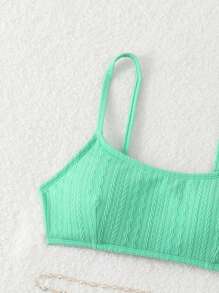 SHEIN Swim Women's Solid Color Sexy Bikini Set For Summer Beach, Separates - Mint Green - View 3