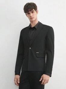 AKNOTIC Business Casual 易护理男士老式商务休闲梭织西装外套，适合春秋季节，适合工作场所，适合秋冬 - 黑色 - 查看 8