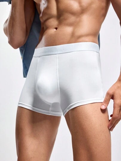 Men's Solid Color Simple Daily Boxer Briefs
