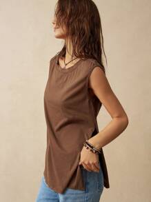 Bohemela Women's Vacation Backless T-Shirt - Brown - View 5