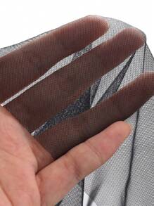 FRIFUL Women's Solid Color Round Neck Sleeveless Mesh Top With Tie And Pocket Sheer - Black - View 12