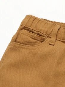 Tween Boy Casual Solid Color Tapered Work Pants, School, Campus, College Summer Holiday - Gold - View 5