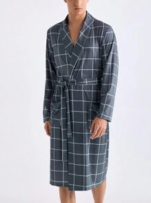 Men's Plaid Printed Simple Daily Robes - Multicolor - View 4