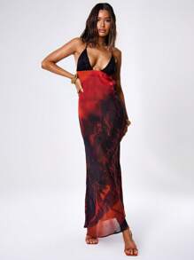 MUSERA Printed Tie Neck Maxi Dress Ibiza Outfit, Holiday, Club Outfit, Holiday - Multicolor - View 5