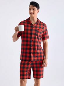 Men's Plaid Printed Homewear Set - Multicolor - View 4