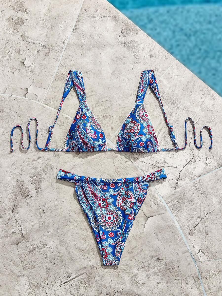 Women's Summer Beach Paisley Printed Sexy Bikini Set - Multicolor - View 1