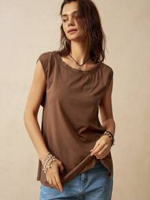 Bohemela Women's Vacation Backless T-Shirt - Brown - View 3