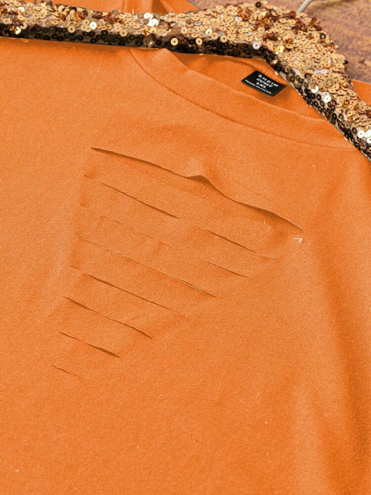 Summer Fashion Solid Color Distressed Batwing Sleeve T-Shirt And Shorts Set