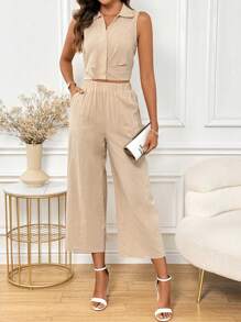 SHEIN Clasi Comfortable Summer Long Pants Set Old Money Style