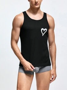 Chaleco con estampado de corazón a la moda para hombres, capa base para las cuatro estaciones