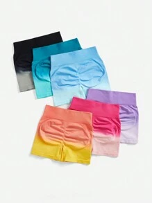 SHEIN Sport Studio Pantaloncini sportivi estivi senza cuciture, super elastici, con colore sfumato