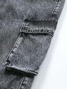 SHEIN WESTFADE Young Tween Girl Fashionable Casual Multi-Pocket Denim Straight-Leg Jeans With Washed Denim, New Arrival