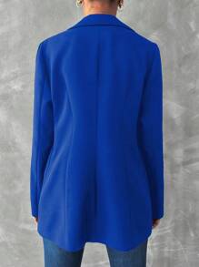 EURMUSE Nút đơn Cổ bẻ Áo vest - Màu xanh lam - Xem 2
