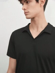 Manfinity VCAY Easy Care Men's Solid Black Short Sleeve Casual Polo Shirt, Suitable For Summer Daily Wear - Black - View 2