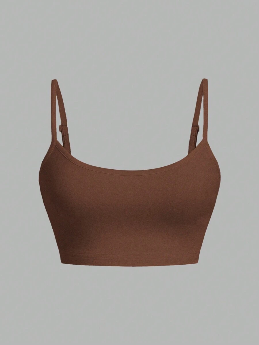 SHEIN EZwear 女性休閒性感細肩帶背心，夏日必備 - 棕色 - 查看 1