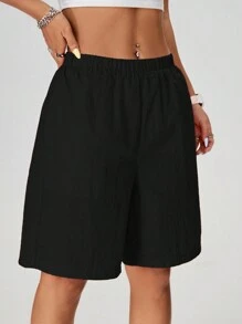 Coolane 女士 5 英寸褶皱纹理运动户外短裤，霓虹色 - 黑色 - 查看 3