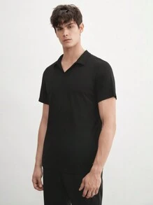 Manfinity VCAY Easy Care Men's Solid Black Short Sleeve Casual Polo Shirt, Suitable For Summer Daily Wear - Black - View 6
