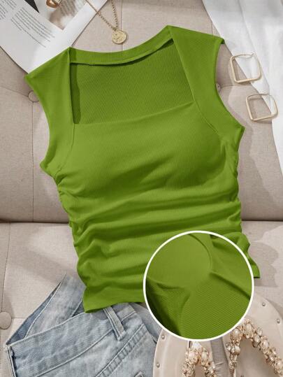 Comfortcana Padded Square Neck Fitted Camisole For Women, Spring/Summer