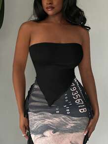 SHEIN SXY 2pcs Women's Simple Strapless Top Set - Multicolor - View 5