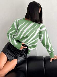 SHEIN Cottnline Crew-krage Nedhasade aclar Tröjor - Mint Grön - Visa 3