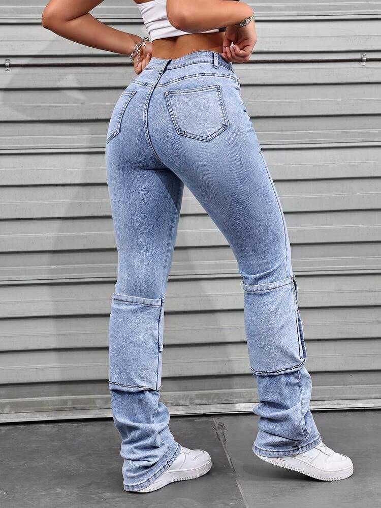 Ladies' Solid Color Simple Casual Denim Pants