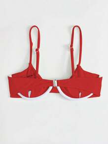 SHEIN Swim 2025 女式纯色性感比基尼上衣，带钢圈，无衬垫，夏季 - 紅色 - 查看 2