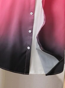 SHEIN Chemise Tissée À Manches Courtes À Col Rabattu Imprimé Dégradé Décontracté Pour Garçons Adolescents. - Multicolore - Voir 4
