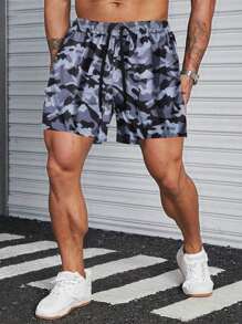 Manfinity Homme Men's Plus Size Drawstring Waist Camouflage Printed Casual Shorts - Multicolor - View 1