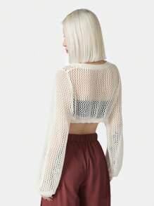 SHEIN EZwear 女士秋季音乐节纹理短款毛衣套头衫