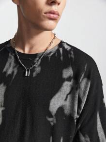 Chillumni Men's Fashion Printed Short Sleeve Knit Top - Black - View 3