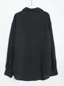 DAZY Áo Sơ Mi Sheer Nút Phía Trước - màu đen - Xem 7