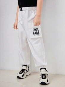SHEIN 1pc Young Boy Casual, Comfortable, Stylish, Simple, Practical, Soft And Comfortable, Korean Style, Casual Fit, Street Style, Workwear, 3D Pocket, Breathable And Comfortable, Workwear Pants Suitable For Spring And Summer - White - View 8