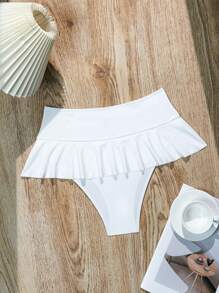 Swim Mod Women's Solid Color Simple Swimwear Shorts For Beach Vacation Summer - White - View 3