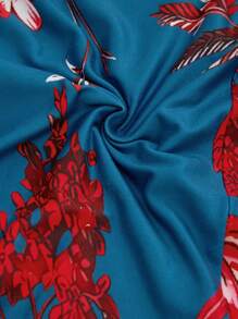 SHEIN Clasi Plus Size Summer Elegant Flower Printed Bodycon Dress With Ruffle Hem - Multicolor - View 7