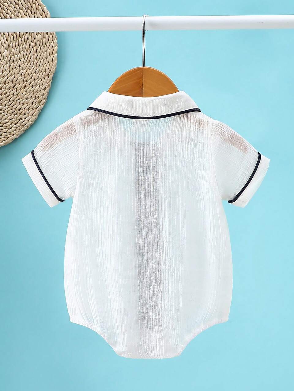 Baby Boys' Simple Solid Color Short Sleeve Bodysuit, Summer