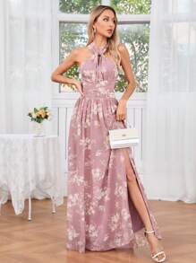 SHEIN Belle Ladies' Simple Daily Dress With Random Print - Pink - View 6