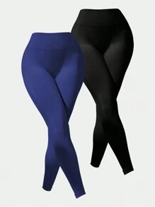 Easithlete 2pcs Seamless Yoga Compression Leggings With Ruched Butt And Tummy Control - Multicolor - View 3