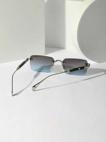 1 件装无框心形图案金属太阳镜，厚镜框，可调节鼻托，适合夏季男士（含眼镜盒和眼镜绳）太阳镜 太阳镜 沙滩配件 太阳镜 太阳镜 遮阳镜 适合夏季海滩度假、户外、旅行 - 漸層上灰/藍鏡片 - 查看 3