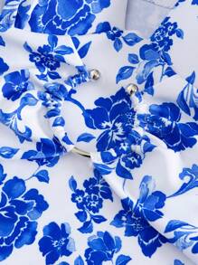 Swim Lushoire Women's One-Piece PUSH UP Wireless Printed Bra (Random Pattern) - Copyright Purchased Summer - Blue and White - View 3