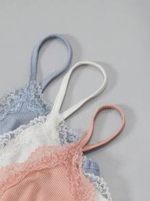 SHEIN Bộ 3 bộ đồ ngủ đơn giản màu trơn cho nữ, kích thước chuẩn/thường ngày, bộ đồ mặc ở nhà - Nhiều màu - Xem 4