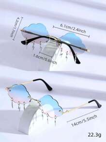 1pc Cloud & Lightning Shaped Metal Frameless Cartoon Pendant, Y2K Fashion Eyewear (Includes Eyewear Strap) Halloween Beach Accessories Glasses Shades For Summer Beach Vacation,Outdoor,Travel - Ombre - Xem 1