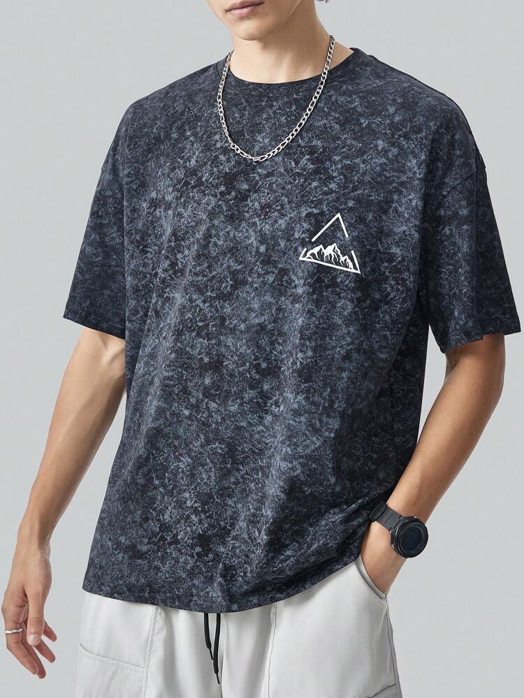Loose-Fitting Men's Short Sleeve T-Shirt With Text Print Design
