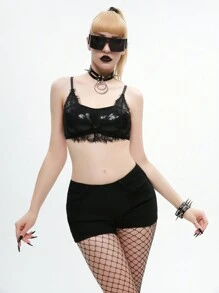 AltCore Biustonosz damski w jednolitym kolorze z koronkowymi ramiączkami typu spaghetti, seksowny, bielizna