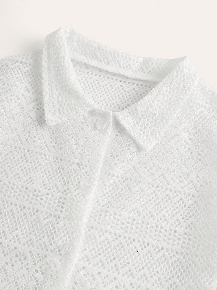 Lace  Style Girls' Vacation Shirt - White - View 5