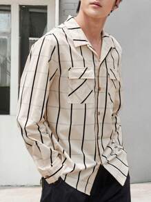 Claim Dot Herren Langarmhemd Mit Streifenmuster Für Den Alltag - Aprikosenfarben - Übersicht 1