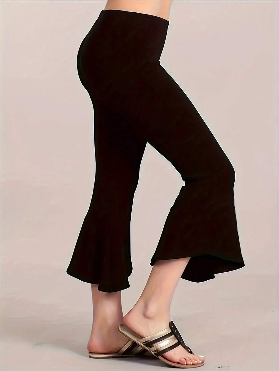 Plus Women's Solid Color Wide Leg Pants