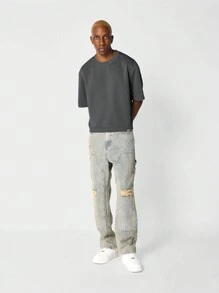 SUMWON Premium Heavyweight Crop Fit Tee - Grey - View 3