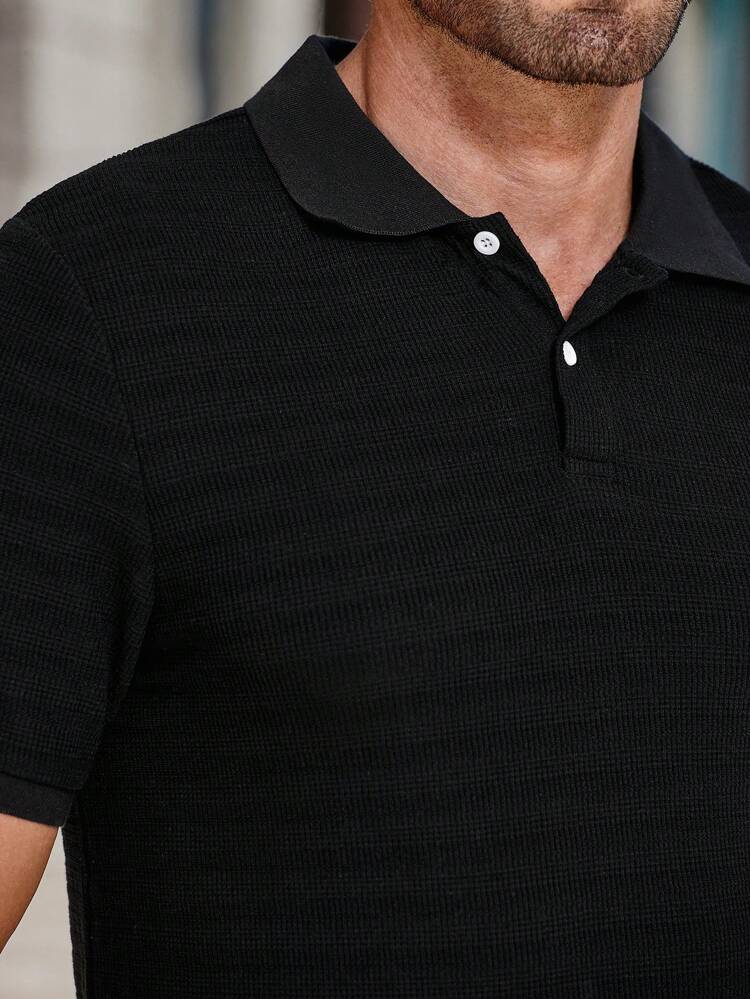 Men's Simple Solid Color Short Sleeve Polo Shirt For Daily Wear