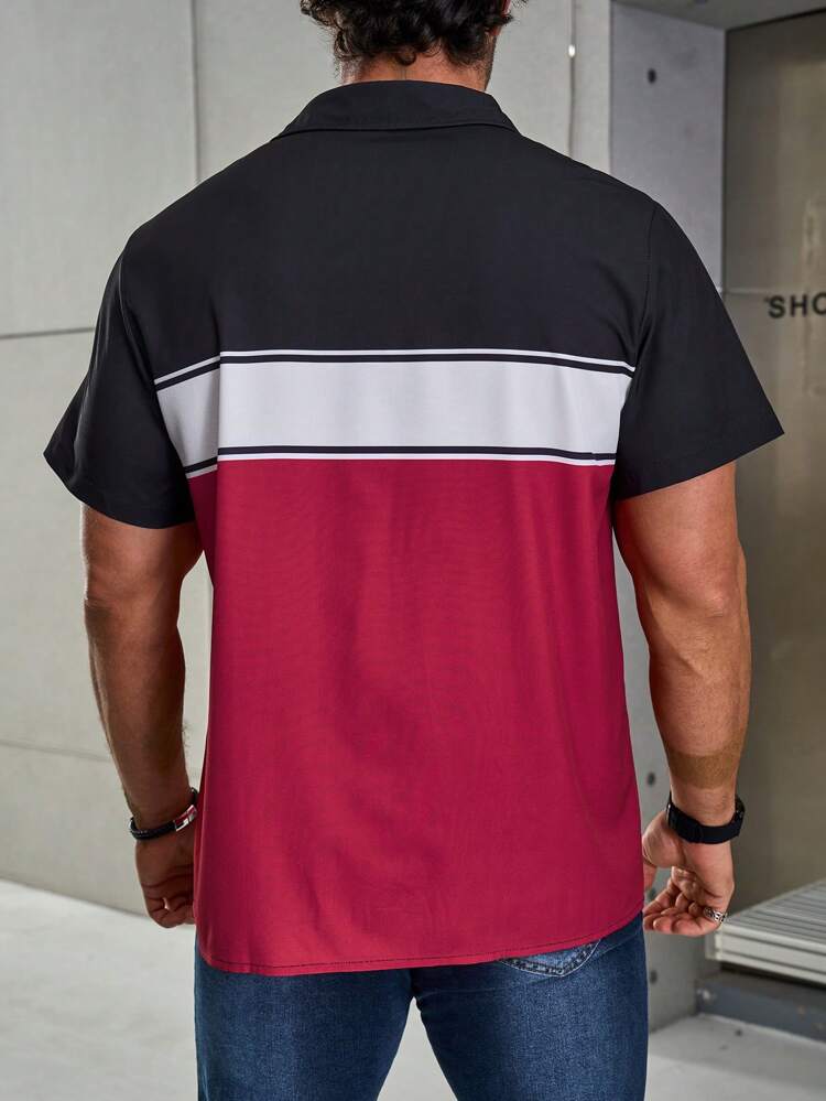 Plus Size Men's Fashionable Loose-Fit 'King' Printed Short Sleeve Shirt (Random Print)